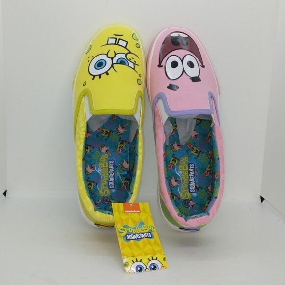 Spongebob & Patrick Womens NEW w/Tags Slip-on Pink & Yellow Sneakers - sz. 8 - Picture 5 of 8